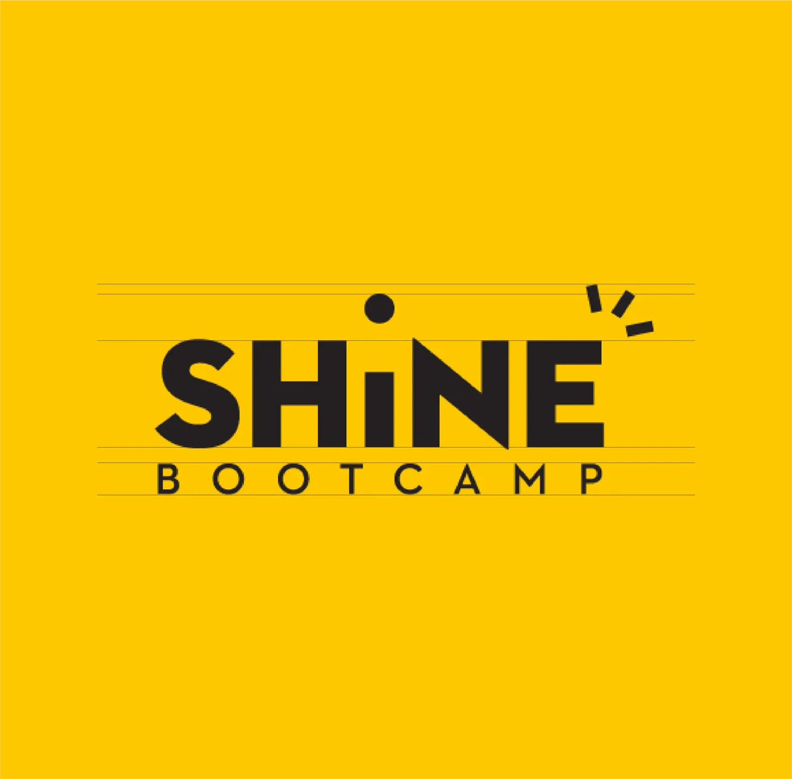 Shine Bootcamp logo in black on a yellow background